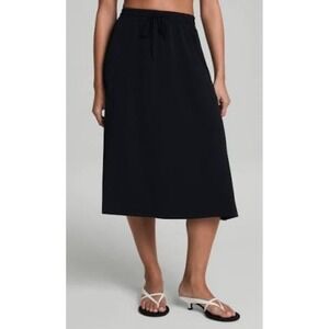 Spanx Carryon Midi Skirt Black Travel Minimalist Size S Classic Preppy Career